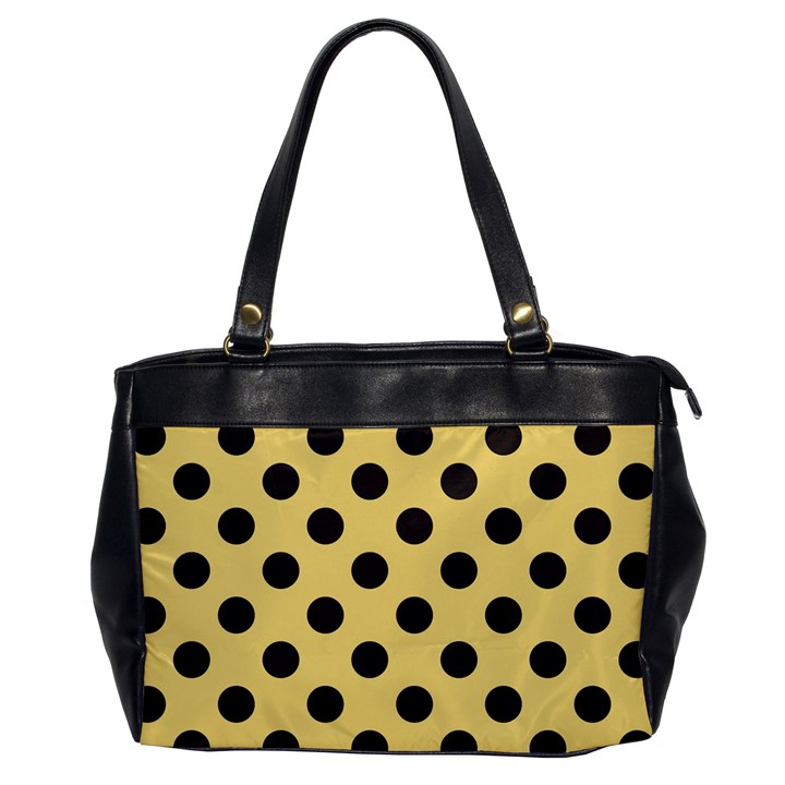 Polka Dots Black On Mellow Yellow Oversize Office Handbag