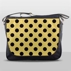 Polka Dots Black On Mellow Yellow Messenger Bag by FashionBoulevard