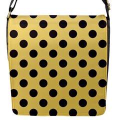 Polka Dots Black On Mellow Yellow Flap Closure Messenger Bag (s) by FashionBoulevard