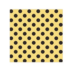 Polka Dots Black On Mellow Yellow Small Satin Scarf (square) by FashionBoulevard