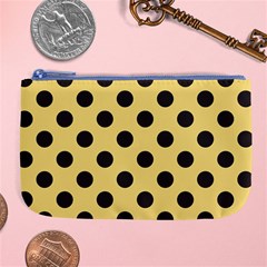 Polka Dots Black On Mellow Yellow Large Coin Purse by FashionBoulevard