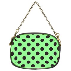 Polka Dots Black On Mint Green Chain Purse (two Sides) by FashionBoulevard