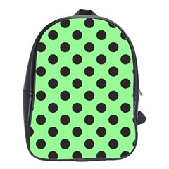 Polka Dots Black On Mint Green School Bag (large) by FashionBoulevard