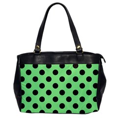 Polka Dots Black On Mint Green Oversize Office Handbag by FashionBoulevard