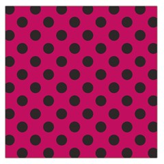 Polka Dots Black On Peacock Pink Large Satin Scarf (square) by FashionBoulevard