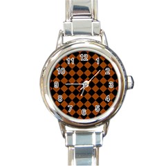 Block Fiesta   Burnt Orange Black Round Italian Charm Watch by FashionBoulevard