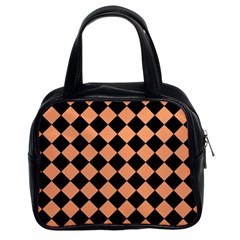 Block Fiesta Black And Cantaloupe Orange Classic Handbag (two Sides) by FashionBoulevard