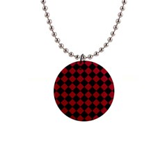 Block Fiesta Black And Carmine Red  1  Button Necklace by FashionBoulevard