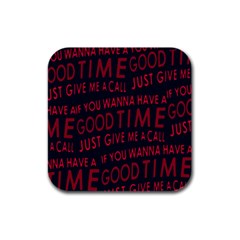 Motivational Phrase Motif Typographic Collage Pattern Rubber Square Coaster (4 Pack)  by dflcprintsclothing