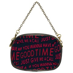 Motivational Phrase Motif Typographic Collage Pattern Chain Purse (two Sides)