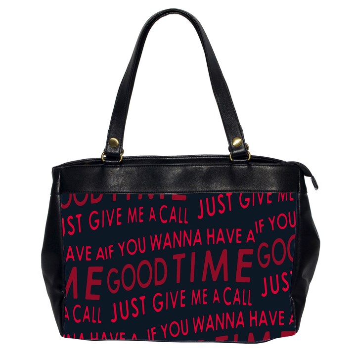 Motivational Phrase Motif Typographic Collage Pattern Oversize Office Handbag (2 Sides)