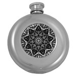 Black And White Pattern Round Hip Flask (5 oz) Front