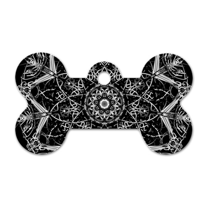 Black And White Pattern Dog Tag Bone (One Side)