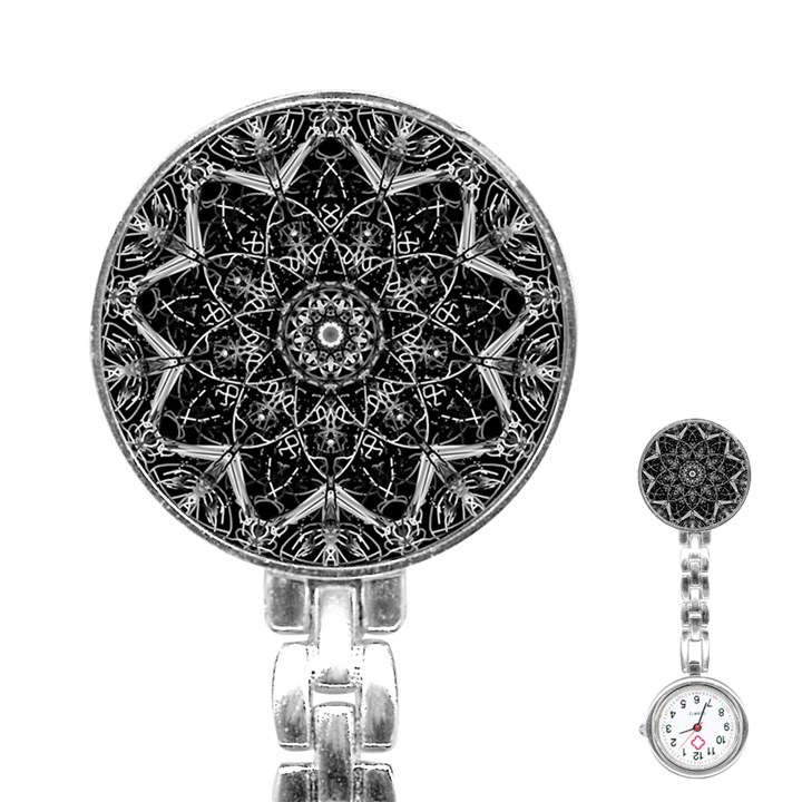 Black And White Pattern Stainless Steel Nurses Watch