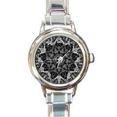 Black And White Pattern Round Italian Charm Watch by Sobalvarro