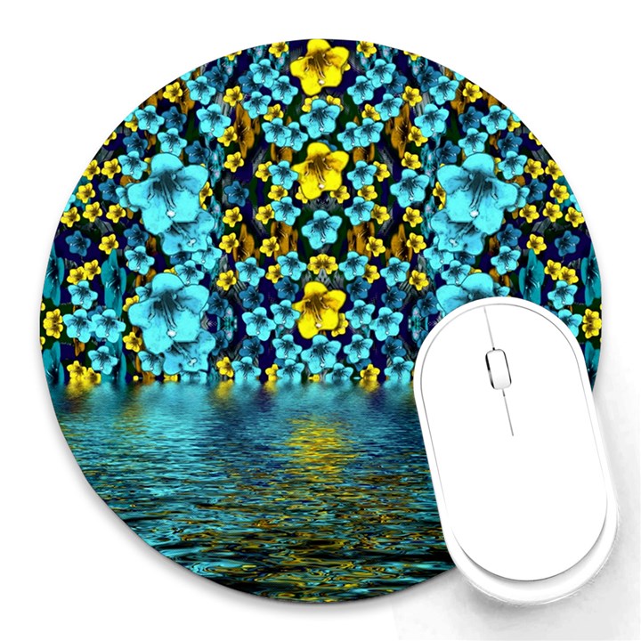 Flower Island And A Horizon Round Mousepads