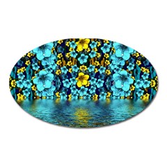 Flower Island And A Horizon Oval Magnet by pepitasart