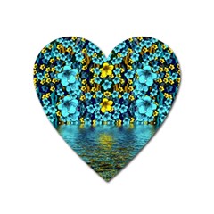 Flower Island And A Horizon Heart Magnet by pepitasart