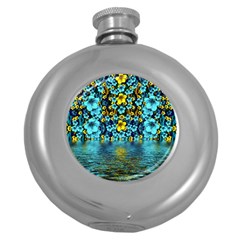 Flower Island And A Horizon Round Hip Flask (5 Oz) by pepitasart