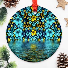 Flower Island And A Horizon Round Ornament (two Sides) by pepitasart