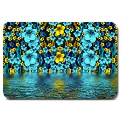 Flower Island And A Horizon Large Doormat  by pepitasart