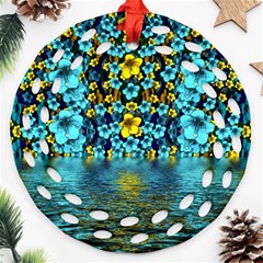 Flower Island And A Horizon Round Filigree Ornament (two Sides) by pepitasart