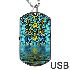 Flower Island And A Horizon Dog Tag Usb Flash (two Sides) by pepitasart