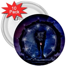 Awesome Wolf In The Gate 3  Buttons (10 Pack)  by FantasyWorld7