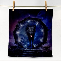 Awesome Wolf In The Gate Face Towel by FantasyWorld7