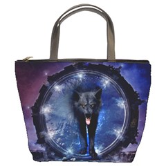 Awesome Wolf In The Gate Bucket Bag by FantasyWorld7