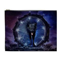 Awesome Wolf In The Gate Cosmetic Bag (xl) by FantasyWorld7