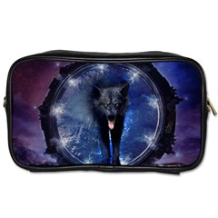 Awesome Wolf In The Gate Toiletries Bag (two Sides) by FantasyWorld7