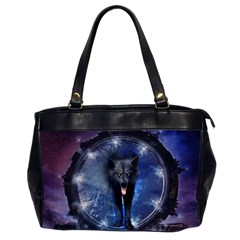 Awesome Wolf In The Gate Oversize Office Handbag (2 Sides) by FantasyWorld7