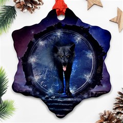 Awesome Wolf In The Gate Ornament (snowflake) by FantasyWorld7