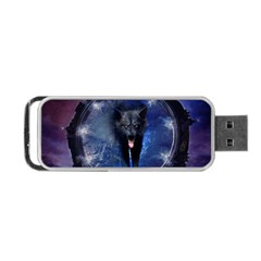 Awesome Wolf In The Gate Portable Usb Flash (two Sides) by FantasyWorld7