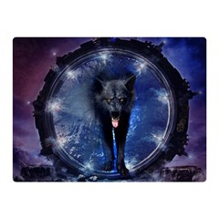 Awesome Wolf In The Gate Double Sided Flano Blanket (mini)  by FantasyWorld7