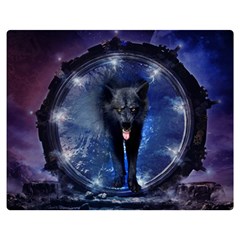 Awesome Wolf In The Gate Double Sided Flano Blanket (medium)  by FantasyWorld7