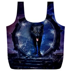 Awesome Wolf In The Gate Full Print Recycle Bag (xxxl) by FantasyWorld7