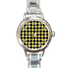 Block Fiesta Black And Ceylon Yellow Round Italian Charm Watch by FashionBoulevard