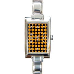 Block Fiesta Black And Honey Orange Rectangle Italian Charm Watch by FashionBoulevard