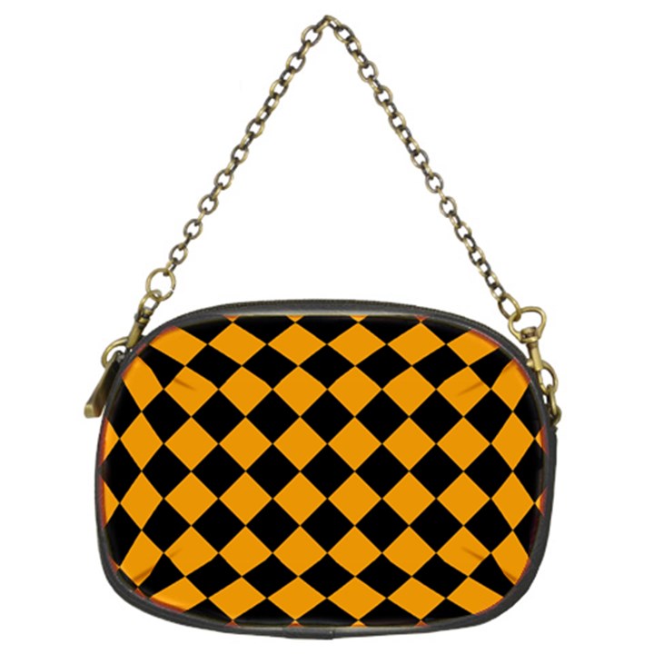 Block Fiesta Black And Honey Orange Chain Purse (Two Sides)