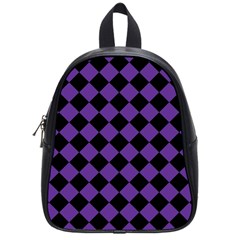 Block Fiesta Black And Imperial Purple School Bag (small) by FashionBoulevard