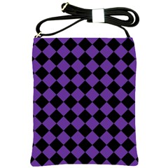 Block Fiesta Black And Imperial Purple Shoulder Sling Bag by FashionBoulevard