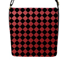 Block Fiesta Black And Indian Red Flap Closure Messenger Bag (L)