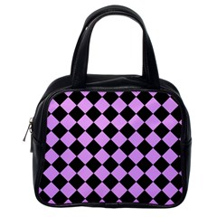 Block Fiesta Black And Lavender Purple Classic Handbag (one Side) by FashionBoulevard