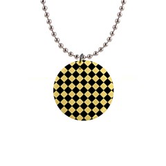 Block Fiesta Black And Mellow Yellow 1  Button Necklace by FashionBoulevard