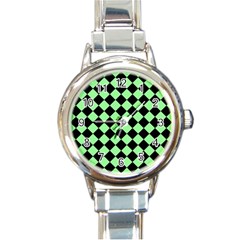 Block Fiesta Black And Mint Green Round Italian Charm Watch by FashionBoulevard