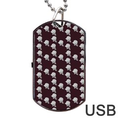 White Rose In Maroon Dog Tag Usb Flash (one Side) by snowwhitegirl