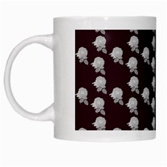 White Rose In Maroon White Mugs by snowwhitegirl