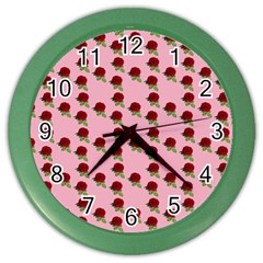 Rose In Pink Color Wall Clock by snowwhitegirl